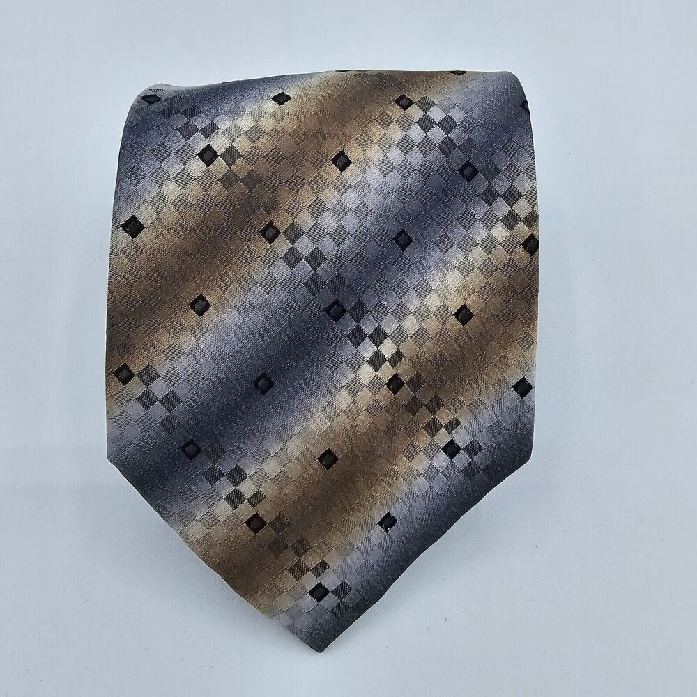 Mens Necktie Van Heusen Silk Multicolor 59 x 4 Inches Vintage Tan, And Grey